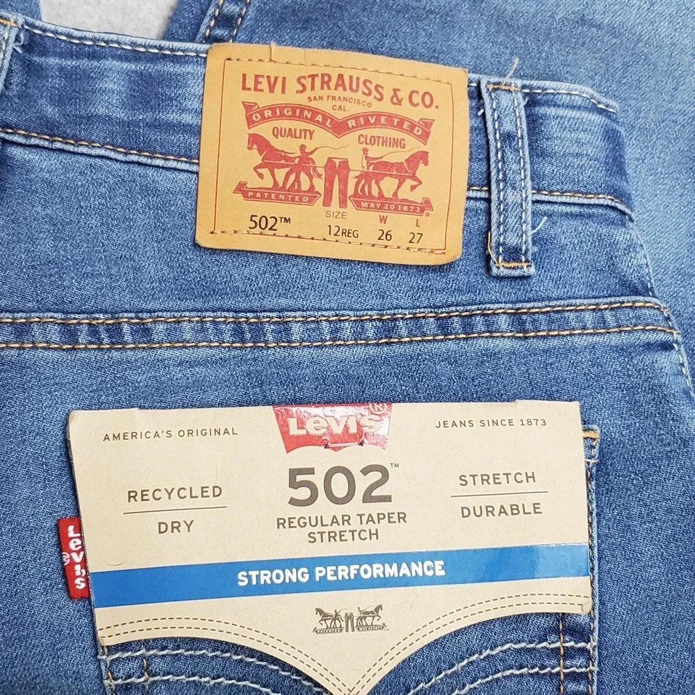 Levi's 502 Boys Jeans 26X27 Blue Denim Regular Taper 28